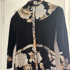 Stunning Vintage dress from Leonard Fashion Paris  collection High Neck Long Sle